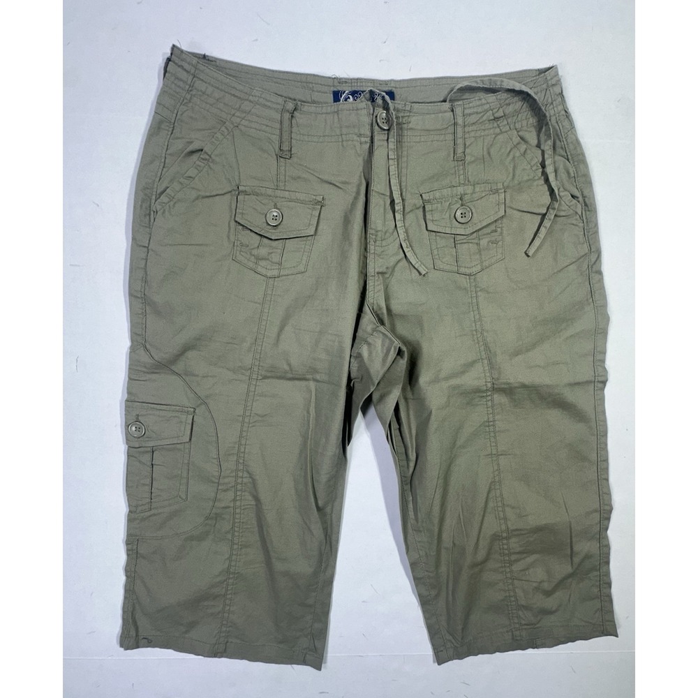 Miss Ymi Womens Capri Cargo Pants Olive Green Size 8 Stretch Utility‎ Pockets
